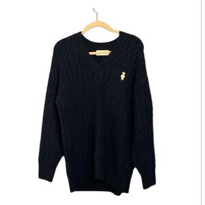 Lily Brown Men's Black Cable Knit Sweater